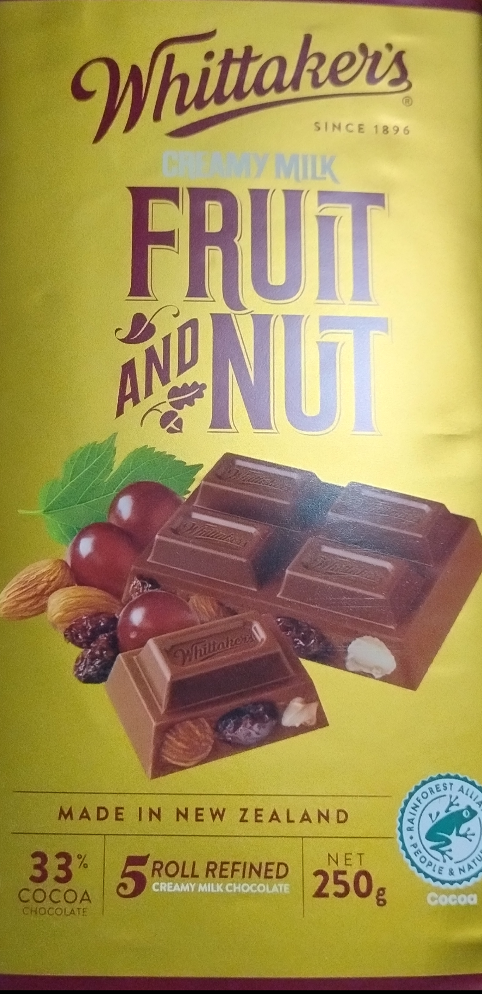 Whittaker's Fruit & Nut Chocolate Block 250g