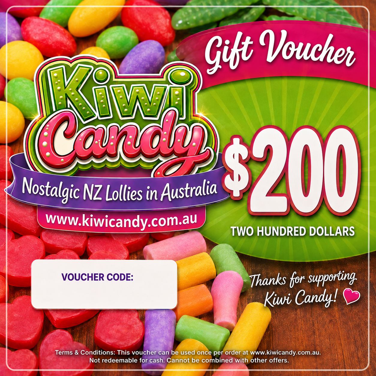 Kiwi Candy Gift Cards – $50, $100 & $200