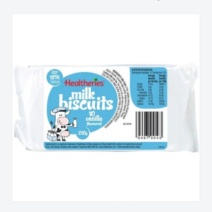Healtheries Milk Biscuits –
A classic Kiwi biscuit with a delicious vanilla twist